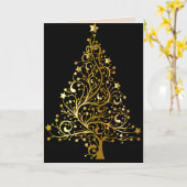 gouden kerstboom - wenskaart kaart (Gele Bloem)