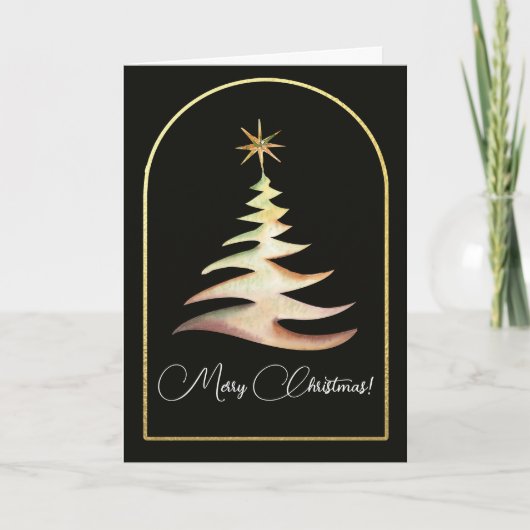 Gouden Kerstboom Wenskaart Kaart (Voorkant)