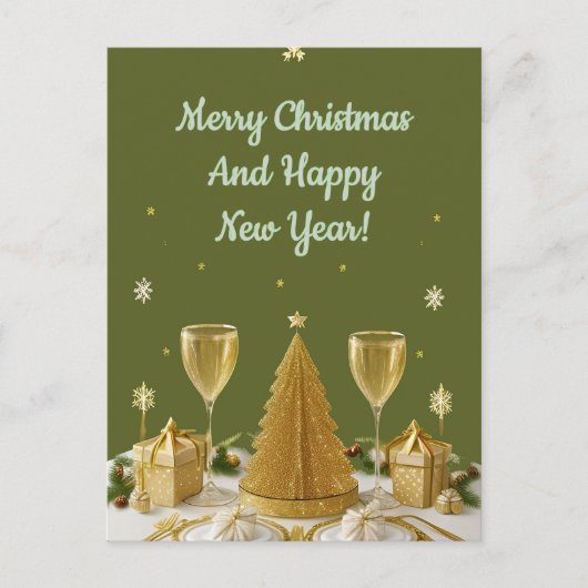 Gouden Kerstboom Wintervreugde Briefkaart (Voorkant)