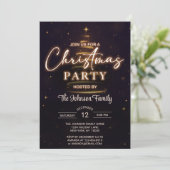 Gouden Kerstboom Zwart Kerstfeest Kaart (Staand voorkant)