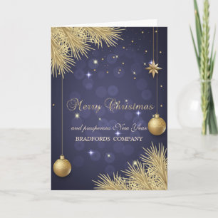 Gouden Kerstboomtakken, Ballen Bedrijf Feestdagen Kaart