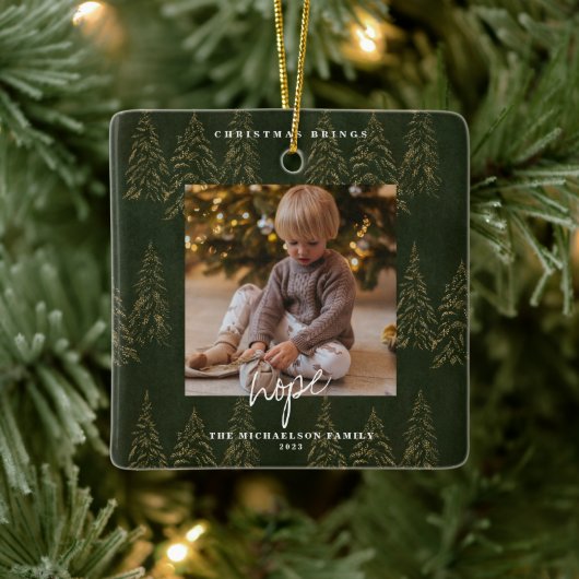 Gouden Kerstbos voor bomen Keramisch Ornament (Boom)