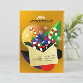 Gouden kerstbrief aan Sinterklaas kerstkaart (Staand voorkant)