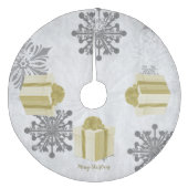Gouden kerstcadeau boomrok fleece kerstboom rok (Voorkant)