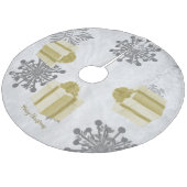 Gouden kerstcadeau boomrok fleece kerstboom rok (Gekanteld)