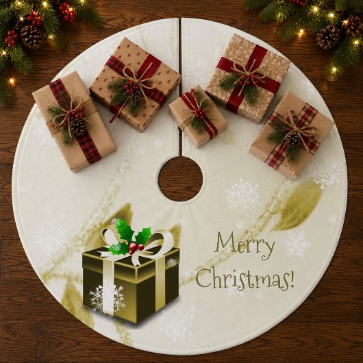 Gouden Kerstcadeau Boomrok Fleece Kerstboom Rok