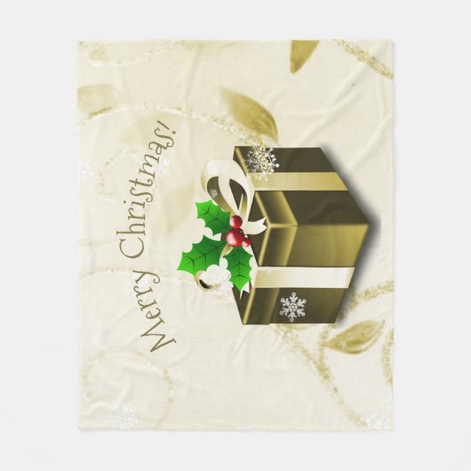 Gouden Kerstcadeau Fleece Deken (Voorkant)