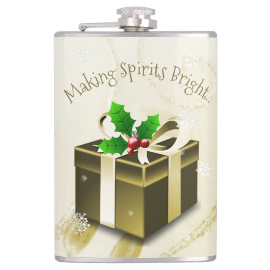 Gouden Kerstcadeau Fles Heupfles (Voorkant)
