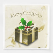 Gouden Kerstcadeau Papieren Servet (Voorkant)
