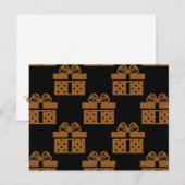 Gouden kerstcadeaus op zwart feestdagenkaart (Voorkant / Achterkant)
