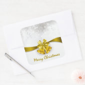 Gouden kerstcellen en mannetjes met sneeuwval vierkante sticker (Envelop)