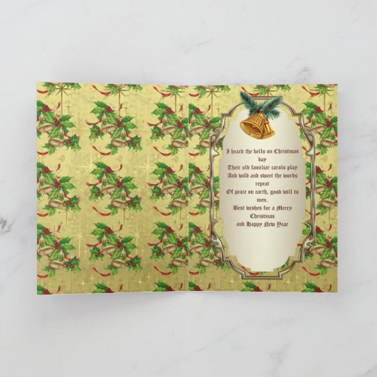 gouden kerstcellen feestdagen kaart (Binnen)