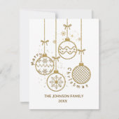 Gouden kerstdecoratie ballen feestdagenkaart (Voorkant)
