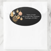 Gouden Kerstdecoraties in zwarte achtergrond Ovale Sticker (Tas)