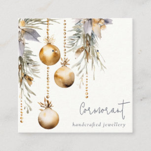 Gouden Kerstden Pine Ornamenten Oorbel Stud Holder Vierkante Visitekaartje