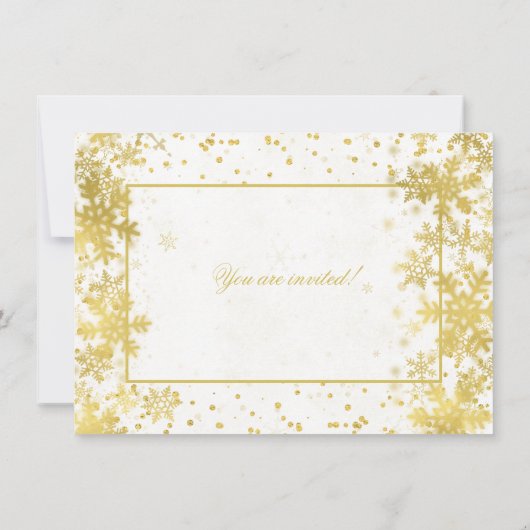 Gouden Kerstdiner Feest Winter Sneeuwvlokken Kaart (Achterkant)