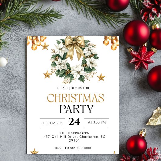 Gouden kerstdiner kaart