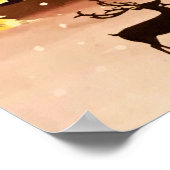 Gouden kerstdorp Deer Winter Night Poster (Hoek)