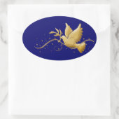 Gouden kerstduif van rust Christelijke event stick Ovale Sticker (Tas)