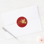 Gouden Kerstduif vrede elegant Ronde Sticker (Envelop)