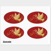 Gouden Kerstduif vredeskaarsen Ovale Sticker (Vel)