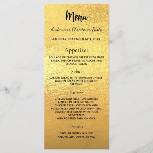 Gouden kerstfeest diner menu (Voorkant)