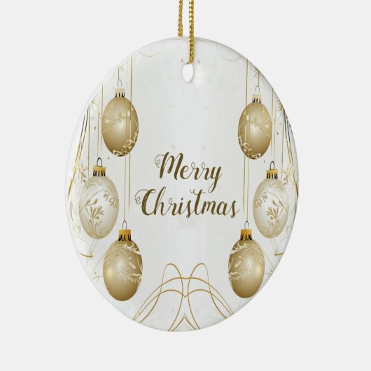 Gouden Kerstfeest Elegant Keramisch Ornament (Rechts)