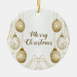 Gouden Kerstfeest Elegant Keramisch Ornament