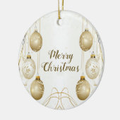 Gouden Kerstfeest Elegant Keramisch Ornament (Links)