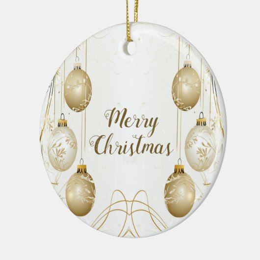 Gouden Kerstfeest Elegant Keramisch Ornament (Links)