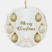 Gouden Kerstfeest Elegant Keramisch Ornament (Achterkant)