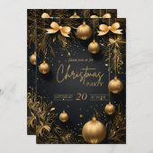 Gouden Kerstfeest Extravaganza Uitnodiging (Voorkant / Achterkant)