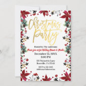 Gouden Kerstfeest Poinsettia Vakantie Bloemen Kaart (Voorkant)