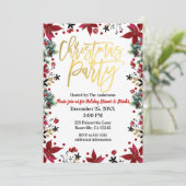 Gouden Kerstfeest Poinsettia Vakantie Bloemen Kaart (Staand voorkant)