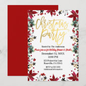 Gouden Kerstfeest Poinsettia Vakantie Bloemen Kaart (Voorkant / Achterkant)