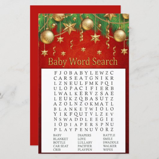 gouden kerstfeest speelgoed Word Search Game (Voorkant / Achterkant)