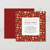 Gouden kerstfeest uitnodiging op rood (Voorkant / Achterkant)