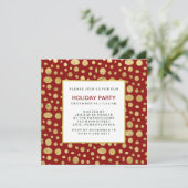 Gouden kerstfeest uitnodiging op rood (Staand voorkant)