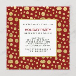 Gouden kerstfeest uitnodiging op rood