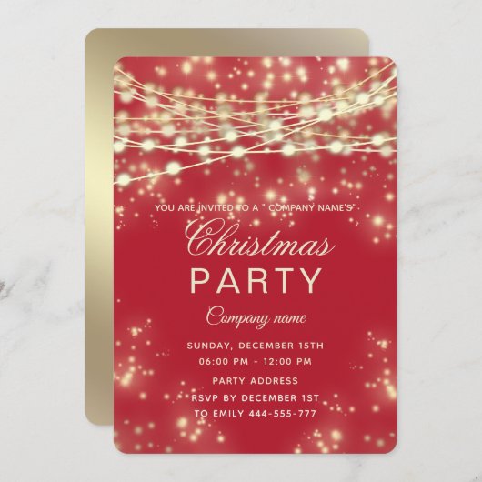 gouden kerstfeestdagen rood kaart (Voorkant / Achterkant)