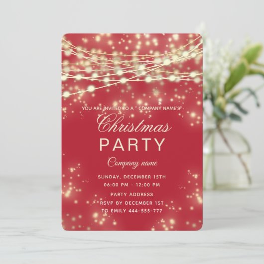 gouden kerstfeestdagen rood kaart (Staand voorkant)