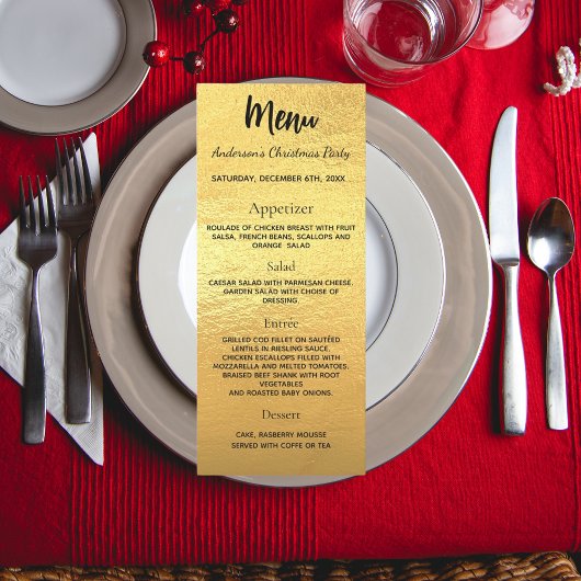 Gouden kerstfeestdiner menu