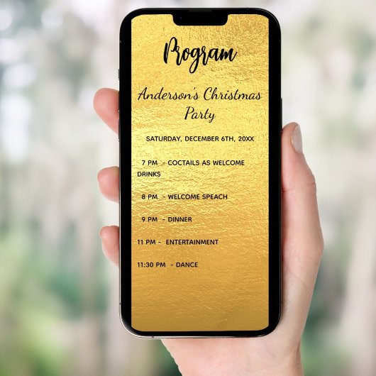 Gouden kerstfeestprogramma dinermenu kaart