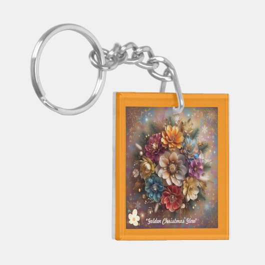 "Gouden Kerstgloed" Sleutelhanger (Voorkant Links)