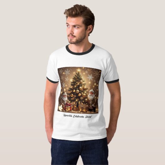 "Gouden Kerstgloed" T-shirt (Voorkant volledig)