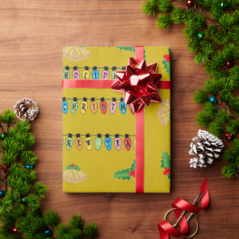 Gouden kerstgroeten & Nieuwjaars inpakpapier