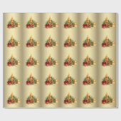 Gouden Kerstkaars Cadeaupapier (Vlak)