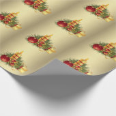 Gouden Kerstkaars Cadeaupapier (Hoek)