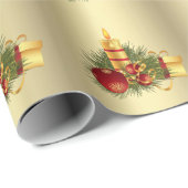 Gouden Kerstkaars Cadeaupapier (Rol Hoek)