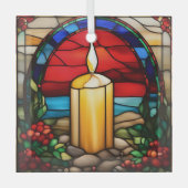 Gouden Kerstkaars Faux Stained Glas Ornament (Voorkant)